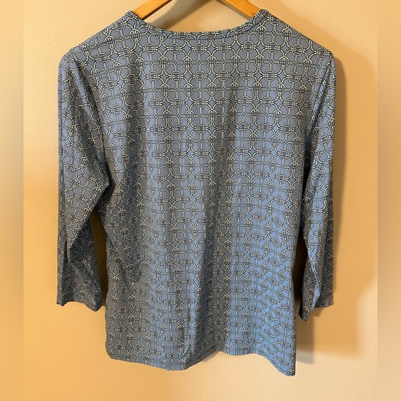 J. McLaughlin Signature Catalina Cloth Round Neck Tee Size L Blue Chain - Picture 6 of 7